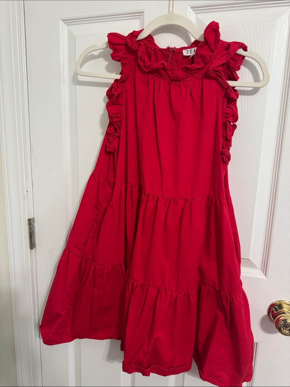TCEC Red Ruffle Tiered Mini Dress